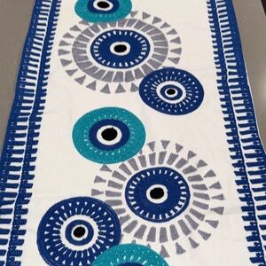 Blue and Gray Patterned Table Runner NW/O tags
174”